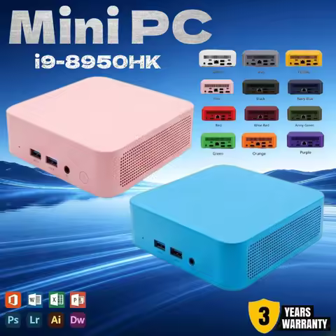 Mini PC High Performance Core i9 8950HK Mini Desktop 16GB DDR4 1TB SSD Built-in WiFi 6 BT5.2 Compact