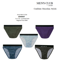 Avon Mens Club JOHNNY 5 in 1 Hi - Cut Brief Pack