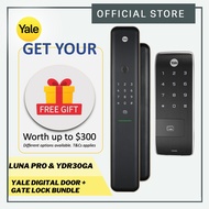 (New 2023) Yale Luna Pro &amp; YDR30GA Door and Gate Digital Door Lock Premium Bundle (COMES WITH FREE GIFTS)