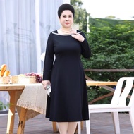 Đầm trung niên cổ thuyền dáng xòe sang trọng u60 bigsize - NQ01-0224