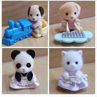 Beagle Dog on Train, Labrador &amp; Xylophone, Persian Cat, Panda Sylvanian Families Baby Doll