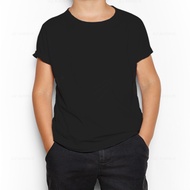 KID'S 100% Cotton Round Neck Baju Kosong Plain T-Shirt T shirt BLACK HITAM T Shirt Tshirt