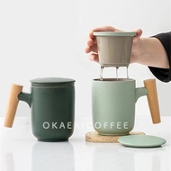 Berkualitas Ceramic Tea Infuser Cup + Lid / Gelas Mug Keramik +