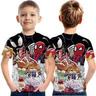 Marvel Movie Spider-Man Ant-Man Superhero Print Children's Fashion Top T-shirt Short Sleeve Unisex Clothes/Super Clear/3-13 Years/110-160