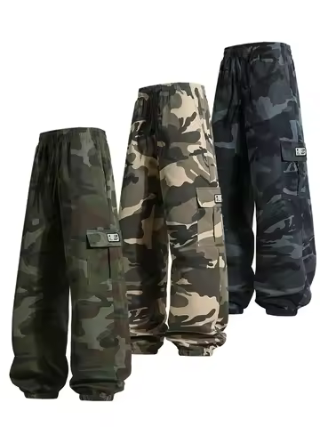Men'S Camo Jogger Pants Military Cargo Pants Leg-Bound Tapered Casual Camouflage Pants