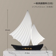 Modern Resin Sailboat Ornament Crystal Ball Desktop Decoration Good Luck Smooth Sailing Office Table