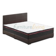 Furniture Living Queen size Divan Bedframe (Brown) + Queen size Euro-Top Spring Mattress 10inch