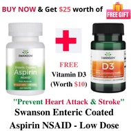 [INSTOCK + FREE GIFT & Ebook][Prevent Stroke & Heart Attack]Swanson Enteric Coated Aspirin NSAID 81m