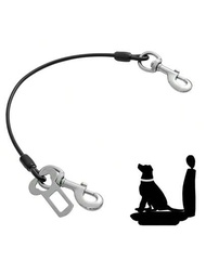 汽車用狗安全帶胸背帶,2入組包鍍鋼絲牽引帶的安全限制裝置,不易咬斷,車載狗用品,雙夾鉤和扣具