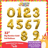 32inches BIG Number Foil Balloon Sparkling Gold PartyBuddyPH
