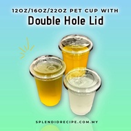 12oz/16oz/22oz PET Cup with 95mm Double Hole PET Lid (50 pcs) BOBA TEA CUP/ BUBBLE TEA CUP
