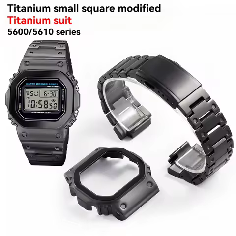 DW5600 titanium alloy case+strap For Casio G-SHOCK DW-5600 GW-M5610 GW-B5600 Series Modification DIY