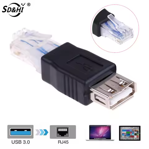 1Pc Ethernet RJ45 Male To USB Female Connector Converter Adapter Usb To Network Cable Crystal