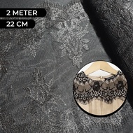🔥HOT SALE🔥 Black Hitam 25cm Trimming Lace / Border Lace / Renda