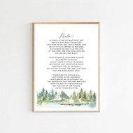 Psalm 1 Bible Verse Wall Art Watercolor Greenery