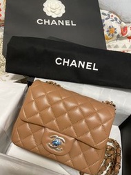 Chanel classic flap mini square 17cm 方胖子 22s caramel 焦糖