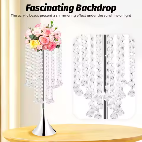 Set Of 10pcs 21.9"H Crystal Flower Stand Silver Centerpieces For Wedding Party Dinner Event Hotel Ho