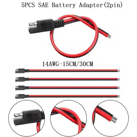 5PCS Battery Charger SAE Connector 12V DC Power Plug DIY Cable 14AWG SAE Power Cord Solar Battery 20
