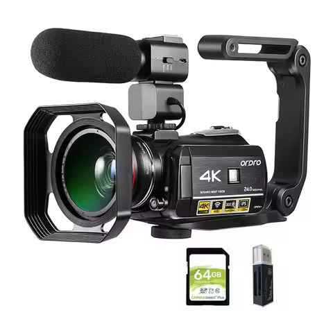 Video Camera 4K Digital Camcorder Professional, Ordro AC3 YouTube Blogger Vlog Cameras Filmadora wit
