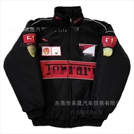 Sut Perlumbaan F1 Racing Team Berbasikal Jaket Kasual Retro Amerika Hip-Hop Jaket Bersulam Kot Kapas