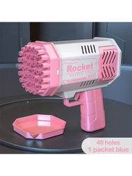 1個40孔電動泡泡機手持自動泡泡槍玩具（不包括泡泡液和電池）,節日禮物