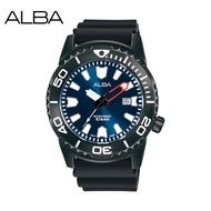 Alba AG8M11X Active Mini Monster Blue Dial Black-Tone Case Silicone Strap Men's Watch AG8M11 AG8M11X
