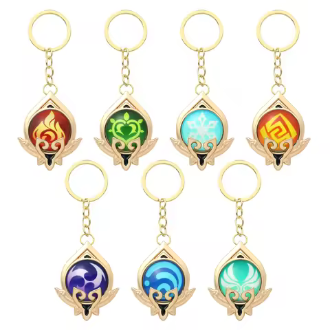 Genshin Impact Keychain Anime Game Genshi Impact Vision Element God's Eye for Men Key Chain Kids Acc