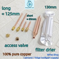 refrigerator service valve 1/4'' &amp; filter drier fridge/ aircond copper pipe test gas pressure access valve r134 r22