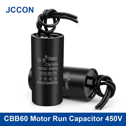 2Pcs CBB60 Motor Run Capacitor 450V AC Starting Capacitors 11.21.51.822.533.54.57891113UF Water Pump