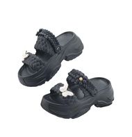 Sepatu Sandal Tali Wanita Premium Sendal Selop Wedges Cewek Kekinian Jelly Karet Tinggi