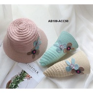 CHILDREN'S HAT IMPORTED HAT TWOFLOWER PINK BEIGE