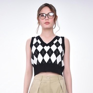 BENCH/ - YHV0062 - Women's Argyle Knitted Sleeveless Vest