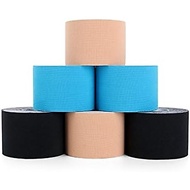 Kinesiology Tape 6 Rolls, Waterproof Kinetic Tape Muscle Tape for Injured Muscle Recovery & Joints S