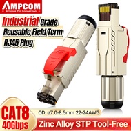 AMPCOM CAT8 Insulated Modular Plug - 40G 2Ghz, 22-24AWG Free Field Termination Device - (Compatible 