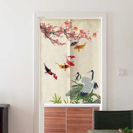 Door Curtain Fabric Home Decoration Curtain Peephole Proof Household Partition Curtains Privacy Thermal Insulated Hole Free Bedroom Half Curtain Kitchen Smoke-Proof Partition Window Drapes 门帘 窗帘布 遮光隔热防晒 123003