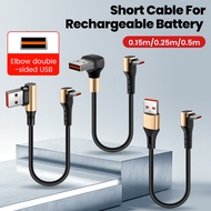 Elough 66W Elbow Double-sided USB Short Fast Charging Power Bank USB A to Type C Data Cable Game Car