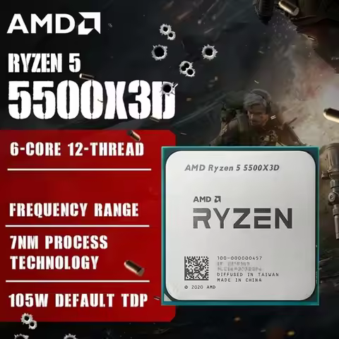 AMD Ryzen 5 5500X3D 3GHz 6-Core 12-Thread Gaming Processor DDR4 Socket AM4 L3=96M 105W 7NM R5 5500X3