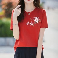 light yellow women t shirt summer new womens printed short sleeve t-shirt loose fit versatile style