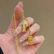 916 gold Flashing Ice Ice Get Rich Small Brick /Necklace Female New Style Small Gold Bar charm gold 