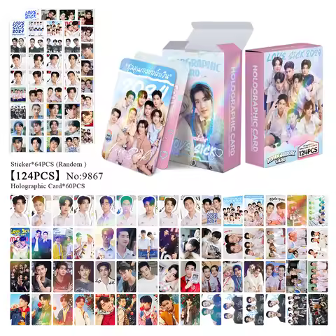 124PCS Thai Drama Love Sick Photo Cards Set - Drama CP AlmondProgress Laser Lomo Cards with Bonus St