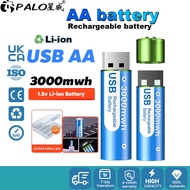 Palo 1.5V AA USB Rechargeable Battery 3000mWh 1.5V Li-ion AA Battery