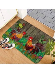 1入組農舍風廚房地墊和地毯，雞公鋪地墊，季節性可洗防滑地墊，適用於家庭廚房裝飾