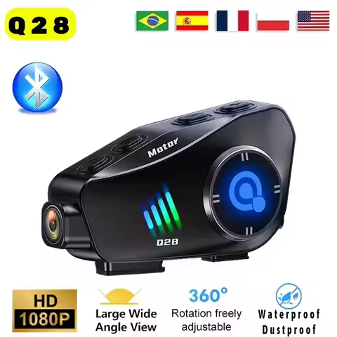 Q28 Motorcycle Helmet Bluetooth Headset 1080P HD Wireless Camera Super Wide-angle Lens IP66 Waterpro