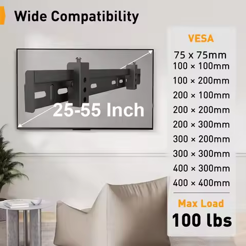 TV Wall Mount for 25-55 Inch TV up to 40kg, No Drill Low Profile TV Mount, Easy Install Wall Mount T