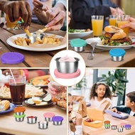 [Z&P-t] 1pc Salad Dressing Container With 1.35oz/40ml Reusable Stainless Steel Cup And Leakproof Sil