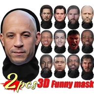 2Pcs Funny Elastic Mesh Full Face Mask Balaclava 3D Printed Celebrity UV Protection Sunscreen Ronald