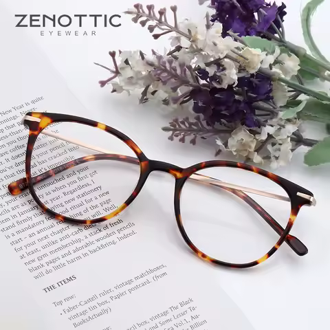 ZENOTTIC Vintage Acetate Pattern Glasses Bamboo Wood Eyewear Frame Men Women Classic Optical Spectac