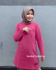 tunik kaos zenika / t-shirt / kaos wanita lengan panjang / kaos combed 24 s / kaos polos muslimah / 