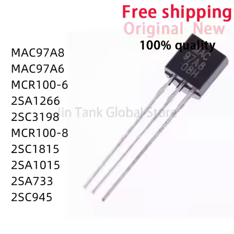 100Pcs New MAC97A8 MAC97A6 MCR100 MCR100-6 MCR100-8 2SC1815 2SA1015 2SA733 2SC945 2SC3198 2SA1266 TO