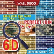 XL:70CM X 70CM [6D BRICK STONE] 3D WALL STICKER DECORATION 3D WALLPAPER STICKER FOR WALL WALL STICKERS FOR LIVING ROOM FOAM WALLPAPER WALLPAPER 3D DINDING RUMAH KITCHEN WALL STICKER